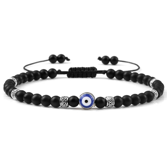 4mm  Black Matte Lava Stone Beads Bracelet for Men Women Adjustable Jewelry