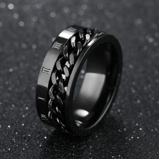 Malik Stainless Steel Chain Rotating Anxiety  Rings For Men