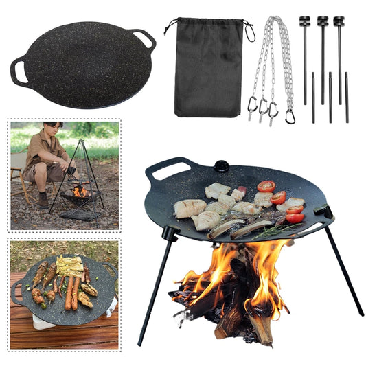 Camping Grill Pan Korean Round Non-Stick Barbecue Plate